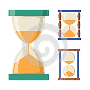 Sandglass icon time flat design history second old object and sand clock hourglass timer hour minute watch countdown