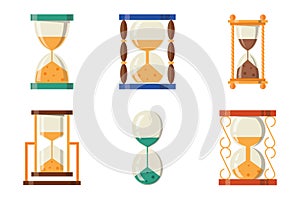 Sandglass icon time flat design history second old object and sand clock hourglass timer hour minute watch countdown