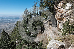 Sandia Mountain Wilderness, Cibola National Forest, trail at the peak