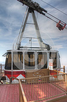 Sandia Peak Tramway gondola in the summit station photo
