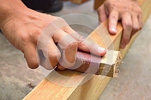 Sanding wood photo