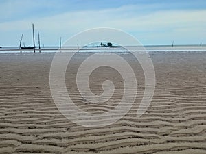 Sandline naturally form by wave at the beach