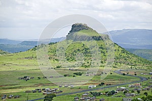 Sandlwana hill or Sphinx with village in foreground, the scene of the Anglo Zulu battle site of January 22, 1879. The great Battle photo