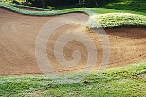 sandpit bunker golf course backgrounds, The sandpit on the golf course fairway is used as a hurdle for athletes to compete