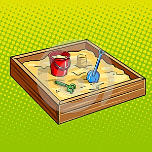 Sandpit for children pop art vector illustration photo