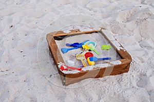 Sandpit on a sandy beach