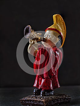 Sands CeramicCreative Small statue playing a horn at a festival Lama Yuru; Ladakh Jammu and Kashmir