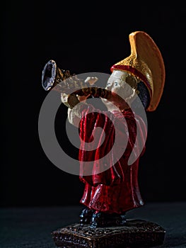 Sands CeramicCreative Small statue playing a horn at a festival Lama Yuru; Ladakh Jammu and Kashmir