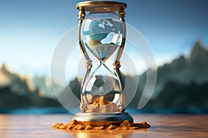 Sands of change Hourglass portrays Earth, conveying the gravity of global warming