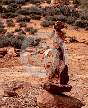 Sandstone artwork by the road in Arches Park