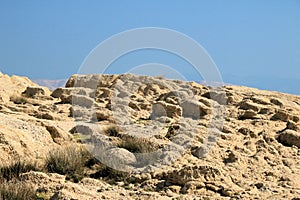 Sandstone and blue sky in Lopar on the island Rab in Croatia