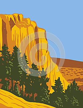 The Sandstone Bluff of El Morro National Monument in Cibola County New Mexico WPA Poster Art