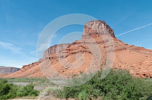 Sandstone Butte on a Sunny Day with Blue Sky