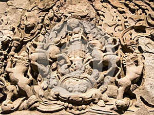 Sandstone carvings on the wall