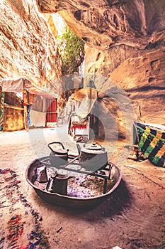 Sandstone caves in Little Petra, ancient city of Petra, Jordan