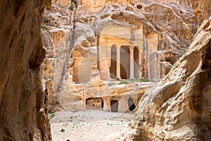 Sandstone caves in Little Petra, ancient city of Petra, Jordan