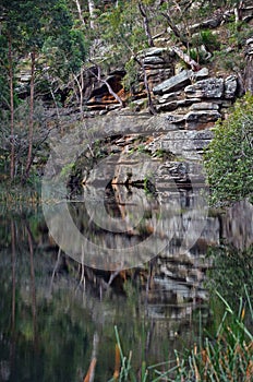 Sandstone cliffs along Port Hacking River, Sydney