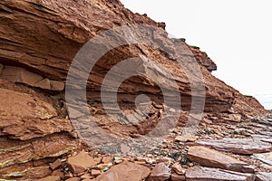 Sandstone cliffs at Cavendish beach of Prince Edward Island