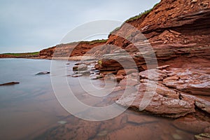 Sandstone cliffs at Cavendish beach of Prince Edward Island