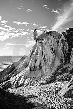 Sandstone cliffs forming strange shapes and textures