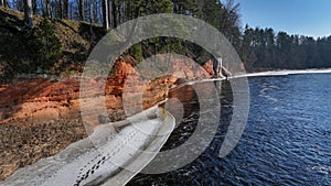 Sandstone cliffs by Salaca river