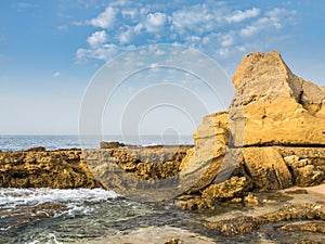 Sandstone coastline with sandy beaches at Gale