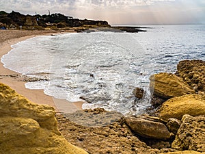 Sandstone coastline with sandy beaches at Gale