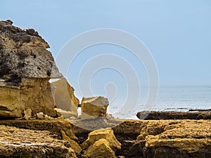 Sandstone coastline with sandy beaches at Gale