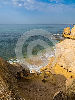 Sandstone coastline with sandy beaches at Gale