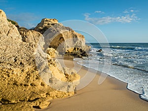 Sandstone coastline with sandy beaches at Gale