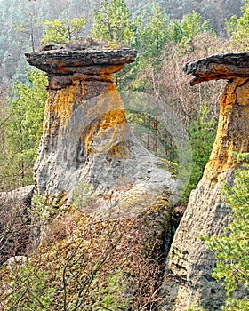 Sandstone columns-lids.