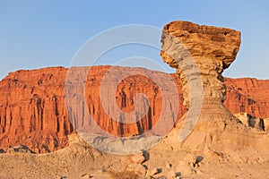 Sandstone formation in Ischigualasto, Argentina.