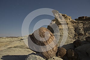 Sandstone formation in Ischigualasto at night, Argentina