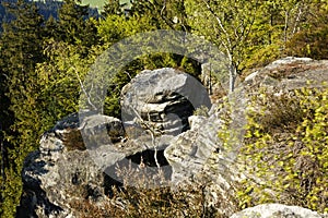 Sandstone formations in forest