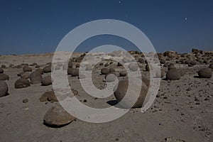 Sandstone formations in Ischigualasto at night, Argentina