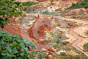 Sandstone formations and needles in Tsingy Rouge Park in Madagascar photo