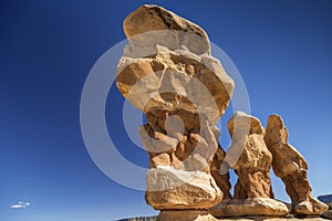 Sandstone hoodoos at Devil`s Garden near Escalante Utah