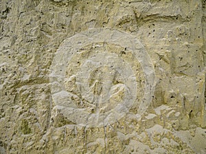 Sandstone magical humanoid and zoomorphic shapes on the beach.