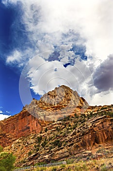 Sandstone Mountain Blue Sky Capitol Reef National Park Utah