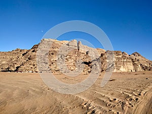 Sandstone mountain in Wadi Rum desert