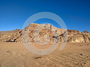 Sandstone mountain in Wadi Rum desert