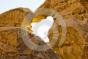 Sandstone natural bridge in the Wadi Rum