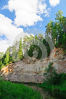 Sandstone outcrops of Taevaskoda against blue sky