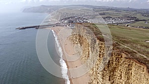 Sandstone Rock Formation Cliff Along West Bay in England