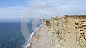 Sandstone Rock Formation Cliff Along West Bay in England