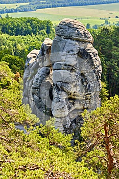 Sandstone rock formation in Hruboskalsko, Czech republic