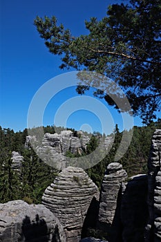 Sandstone Rock Towers with Blue Sky