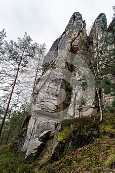 Sandstone rock towers in Bohemian Paradise, Czechia