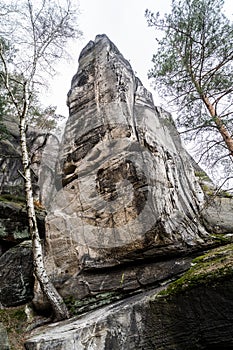 Sandstone rock towers in Bohemian Paradise, Czechia