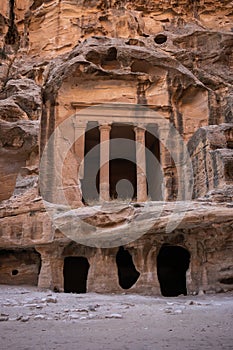 Sandstone Rock Triclinium at Little Petra in Jordan